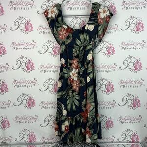 Turquoise couture dress long maxi Elegant Floral Mini Dress in Navy and Red